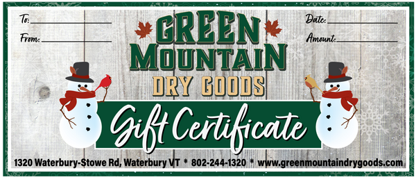 Green Mountain Dry Goods Gift Certificate