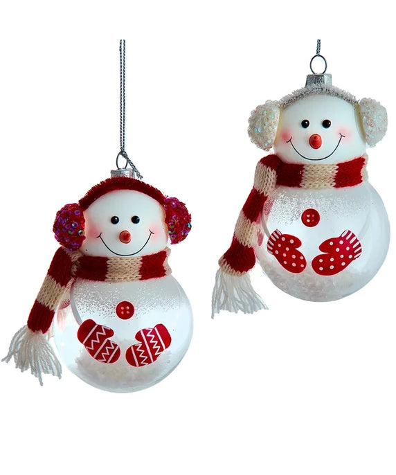 Glass Snowman w/earmuffs Ornament