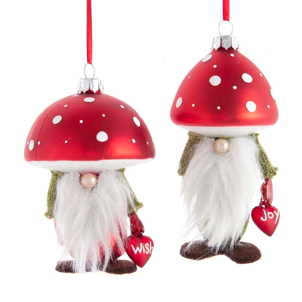 Glass Mushroom Gnome Ornament