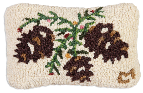 Hooked Wool Pillow 8" x 12"