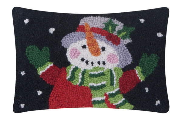 Hooked Holiday Snowman pillow