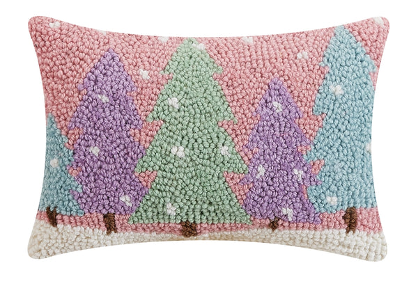 Hooked Pink Forest Pillow