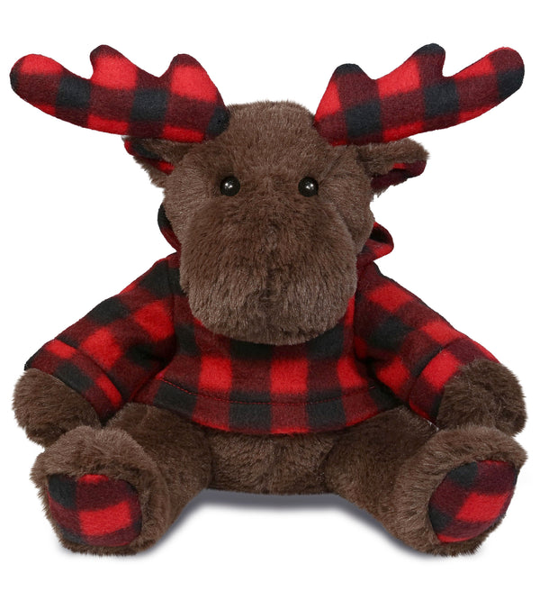 Plush Plaid Hoodie Moose